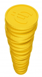 ゴールデンコイン, 通貨, ヨーロッパ - 高解像度3Dイメージ、グラフ、白背景、イラスト、ボタンなどすべて無料・会員登録必要なし・商業用利用可能